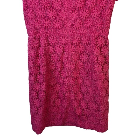 Talbots Size 10 Petite Larosa Pink Lace Crochet Sheath Dress 60's Style Chic - Picture 6 of 12